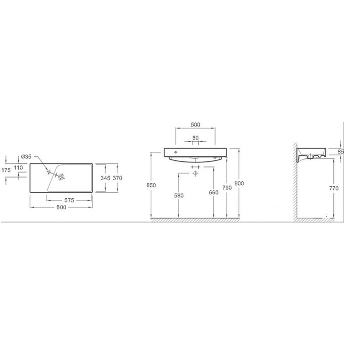 Прямоугольный умывальник Jacob Delafon EXP112-00, фото 2