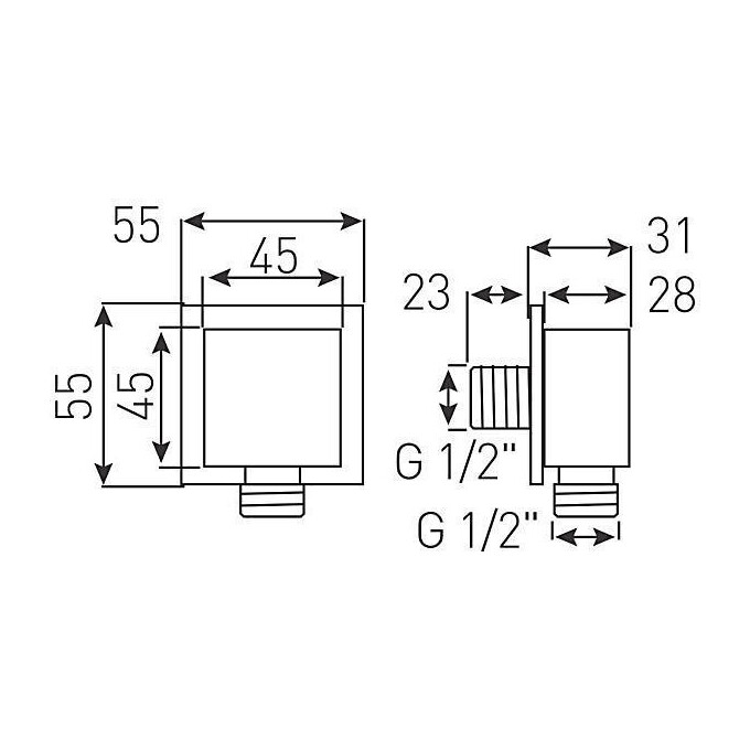 Підключення для душового шлангу Ferro Chrome PKN03, фото , изображение 2