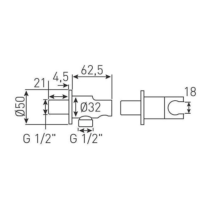 Підключення для душового шлангу Ferro Chrome PKN04 (з тримачем), фото , изображение 2