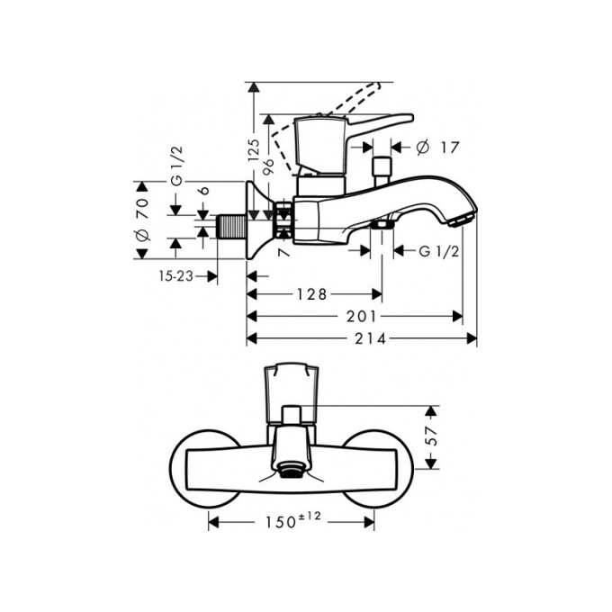 Настенный смеситель для ванны Hansgrohe Metropol Classic 31340090, фото 6