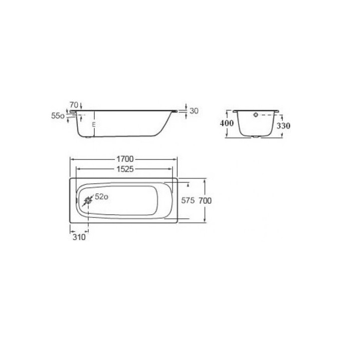 Roca Contesa A235860000 Ванна стальная 170x70 см + ножки A291021000, фото 3