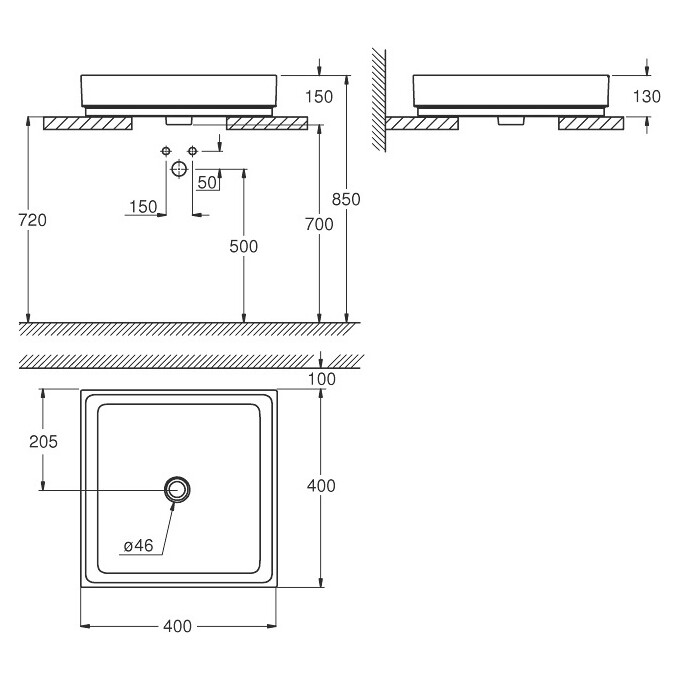 Раковина накладна 40 см Grohe Cube Ceramic 3948200H, фото , изображение 5