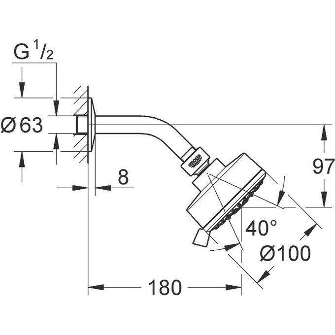 Верхній душ Grohe Tempesta Cosmopolitan 26090001, фото , изображение 2