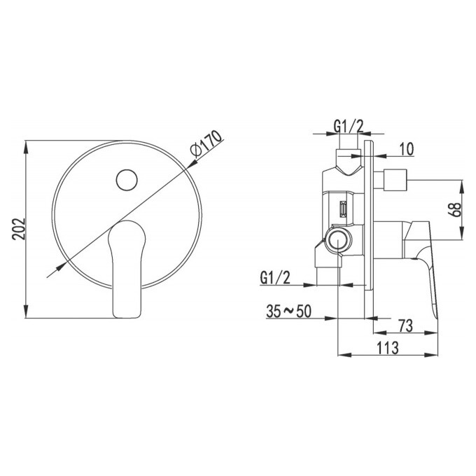 Смеситель для ванны Imprese Kucera VR-31105, фото 2