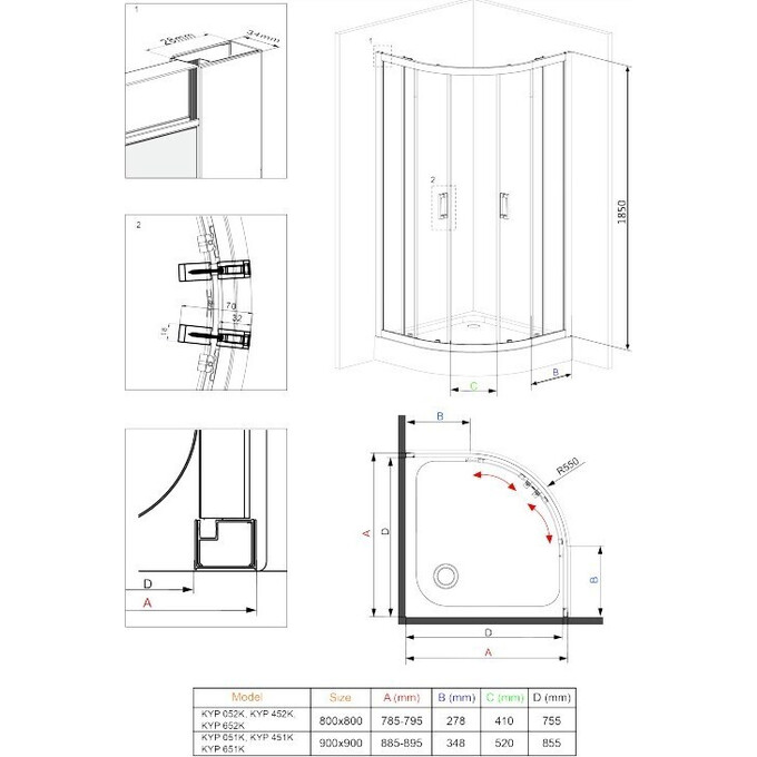 Душевая кабина 90x90 см Deante Funkia KYP_451K, фото 2