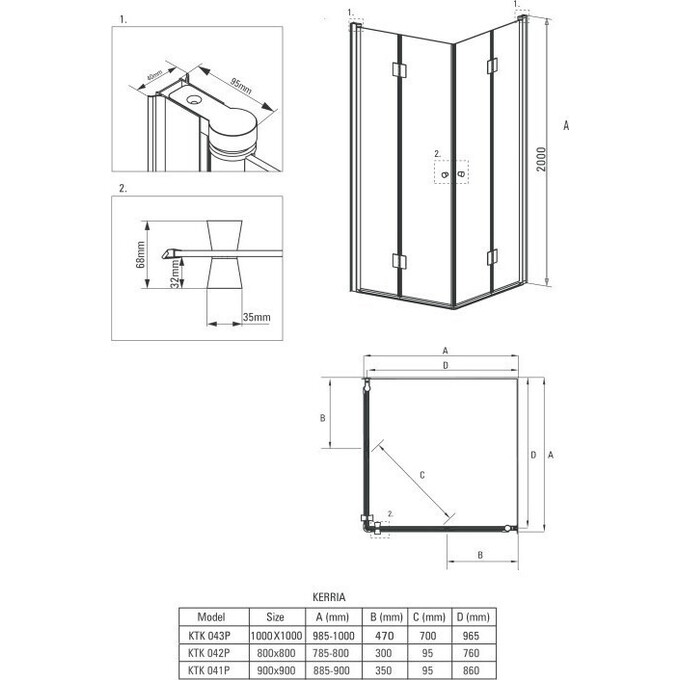 Душевая кабина 90x90 см Deante Kerria KTK_041P, фото 7