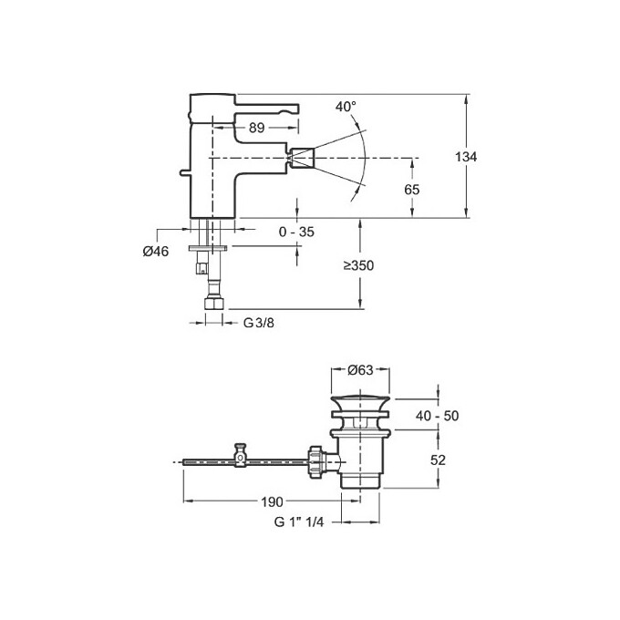 Смеситель для биде Jacob Delafon Cuff E37045-CP, фото 3