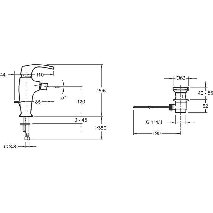 Смеситель для биде Jacob Delafon Symbol E73680-CP, фото 2