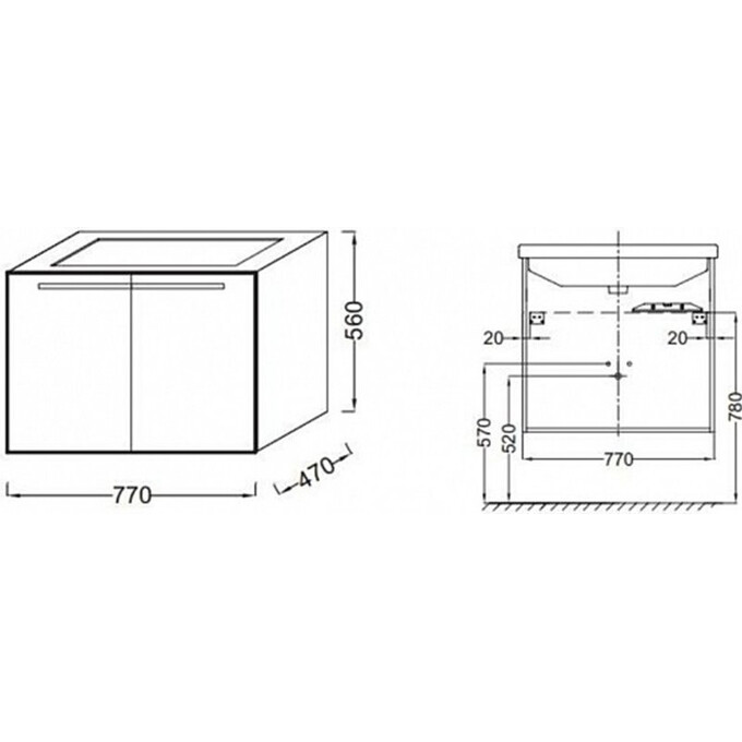 Тумба подвесная под раковину 77 см Jacob Delafon Struktura EB1281-N14 (без раковины), фото 2