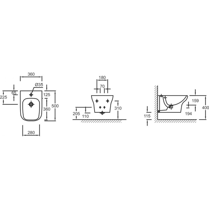 Биде подвесное Jacob Delafon Vox EME0002-00, фото 3