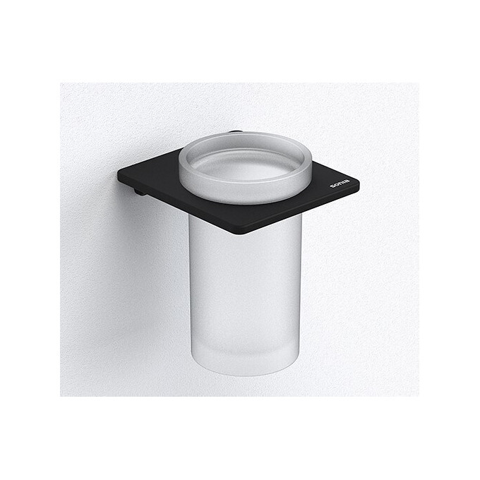 Стакан для зубных щеток Sonia S-Cube Black 169924, фото 
