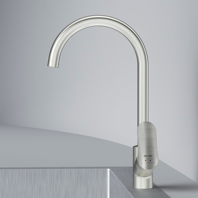 Смеситель для кухни Am.Pm Like F8007711 (сатин, на две воды), фото 5