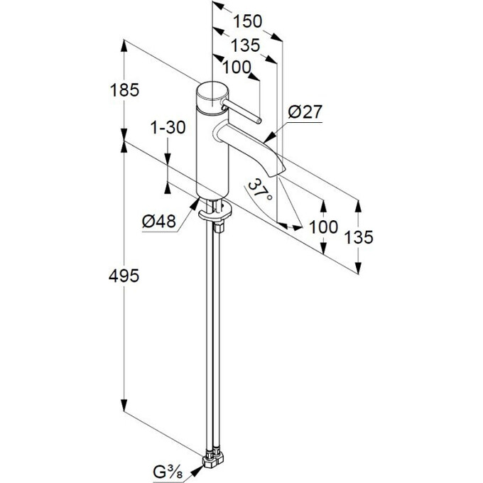Змішувач для умивальника Kludi Bozz 382820576, фото , изображение 5