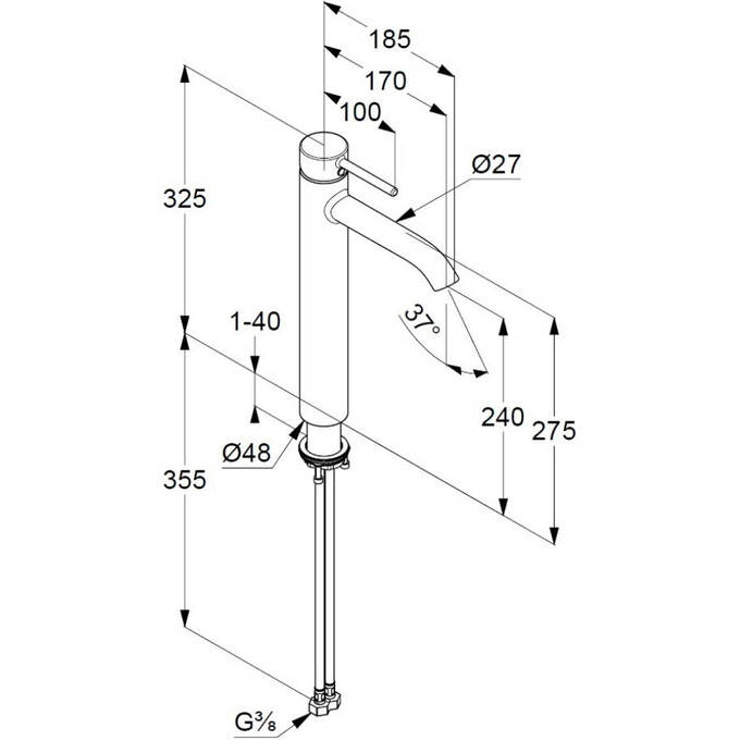 Змішувач для умивальника Kludi Bozz 382860576 (високий), фото , изображение 3