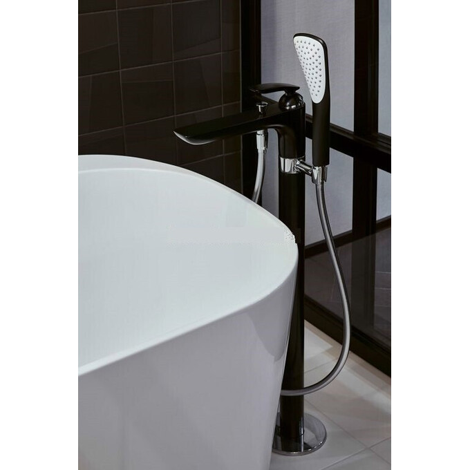 Змішувач для ванни Kludi Balance 525908775 (чорний, підлоговий), Колір виробника: хром, чорний, фото , изображение 2