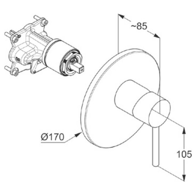 Внешняя часть смесителя для душа Kludi Bozz 386553976 (черная), фото 2