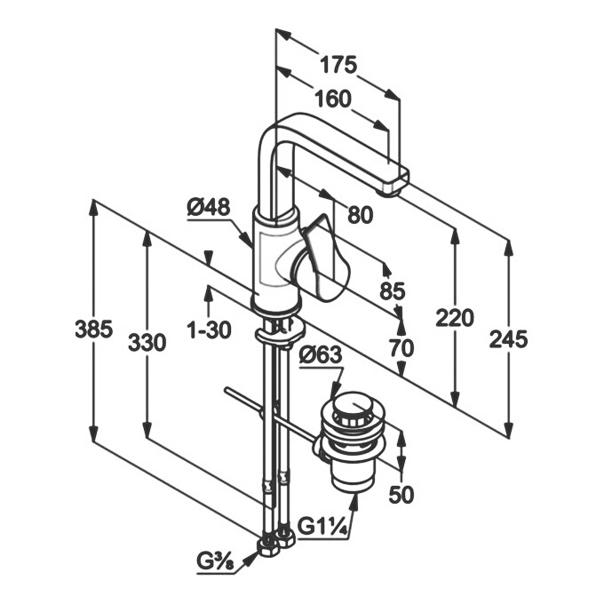 Змішувач для умивальника Kludi Zenta 480270565 (з донним клапаном), фото , изображение 4