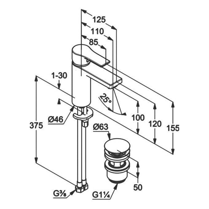 Змішувач для умивальника Kludi Zenta 482980565 (з донним клапаном), фото , изображение 6