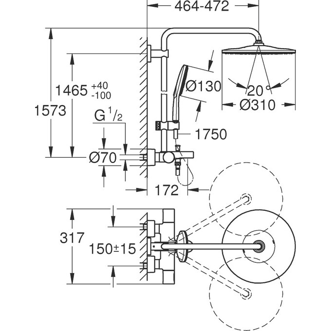 Душевая система Grohe Rainshower Smartactive 26657000, фото 9
