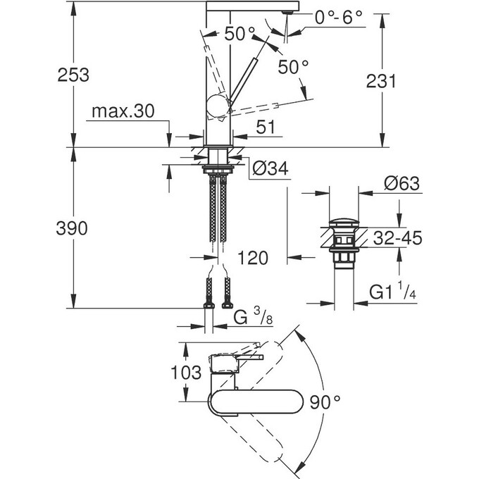 Змішувач для раковини Grohe Plus 23873003, фото , изображение 2
