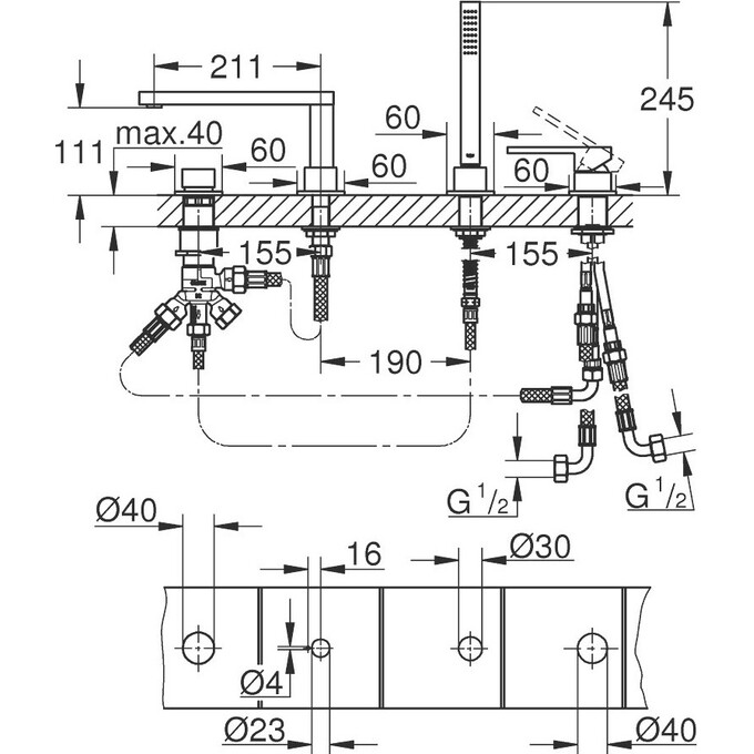 Смеситель для ванны Grohe Plus 29307003, фото 2