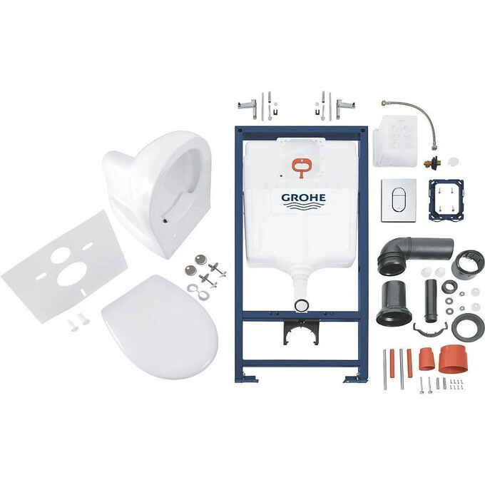 унитаз подвесной с сиденьем с микролифтом + Rapid SL инсталляция с кнопкой Arena Cosmopolitan Grohe Solido 39418000, фото 2