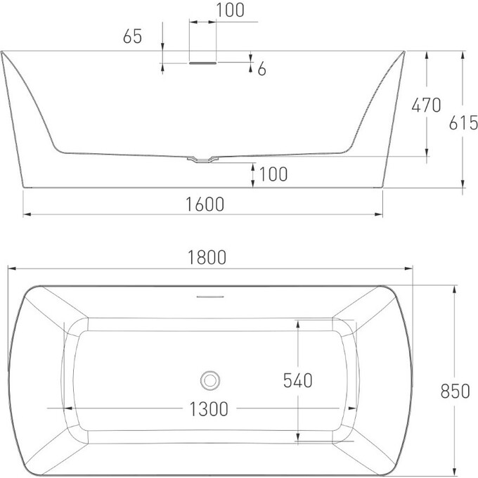 Окрема ванна 180x85 см Volle 12-22-804, фото , изображение 9