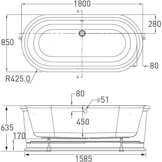 Отдельностоящая ванна 180x85 см Volle 12-22-807, фото 7