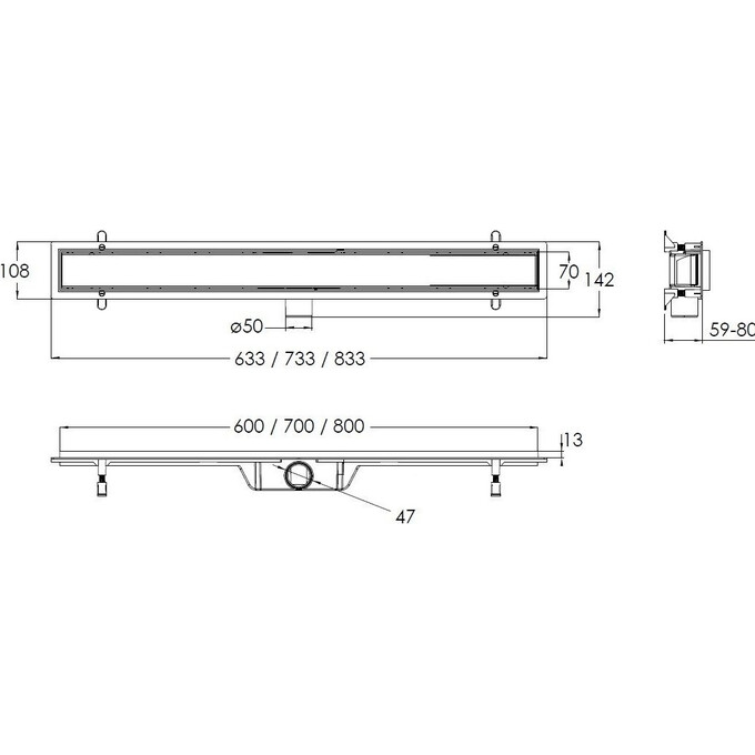 Душовий трап 60 см Volle 90-22-601, фото , изображение 6