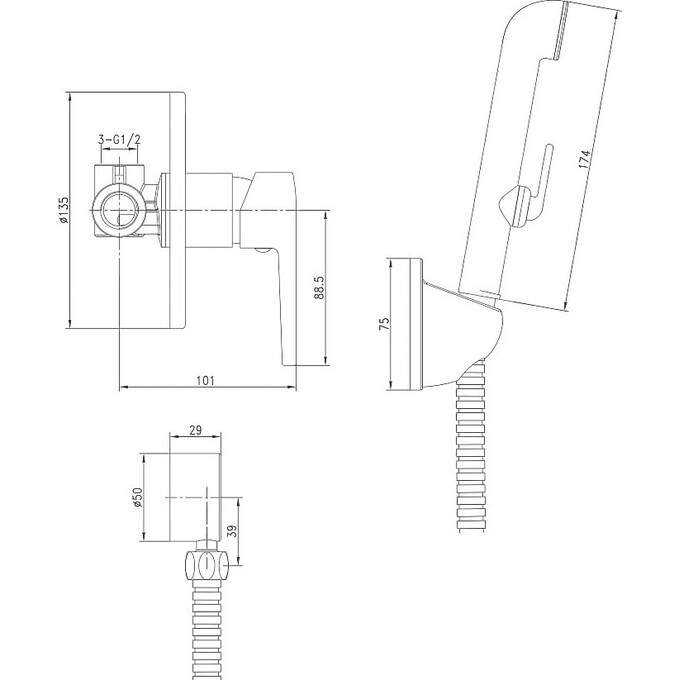Набір для гігієнічного душу Volle Benita 15175200, фото , изображение 2