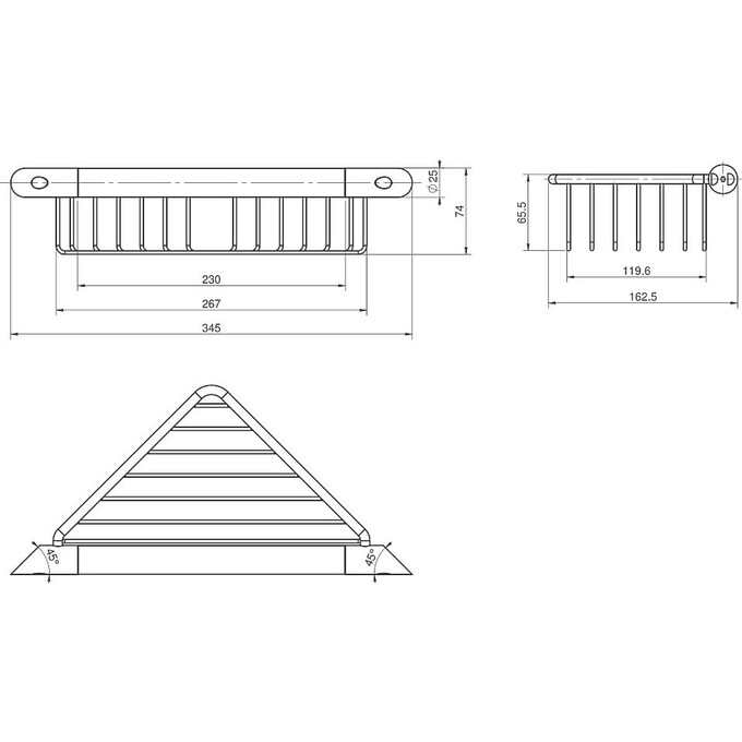 Полочка-поручень для душа угловая Volle Teo 15-88-721, фото 2