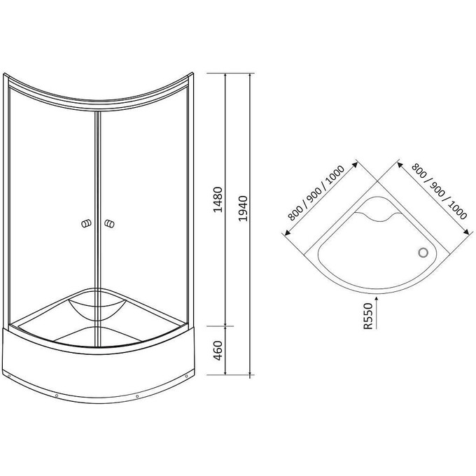 Душевая кабина 80x80 см RJ Baron 80RZ014, фото 2