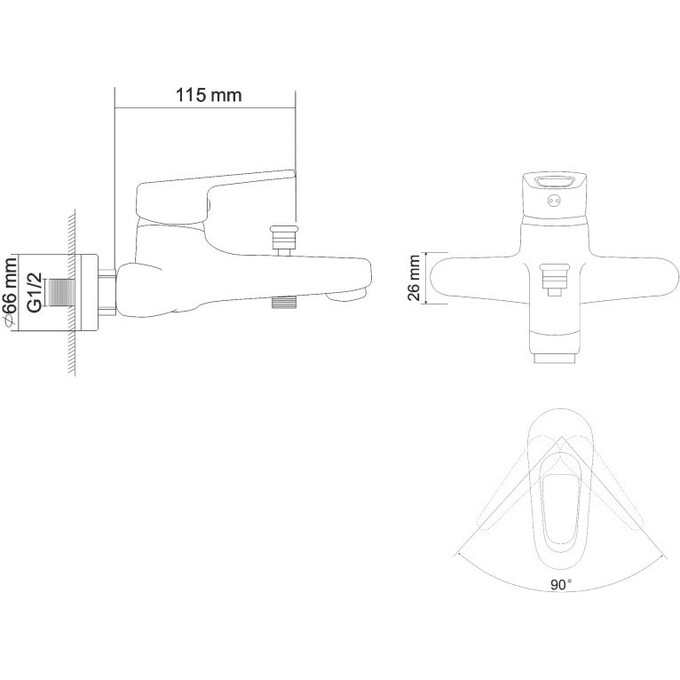 Змішувач для ванни RJ Narciz RBZ100-3, фото , изображение 2