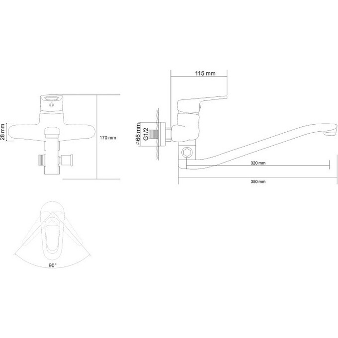 Змішувач для ванни RJ Narciz RBZ100-9A, фото , изображение 2