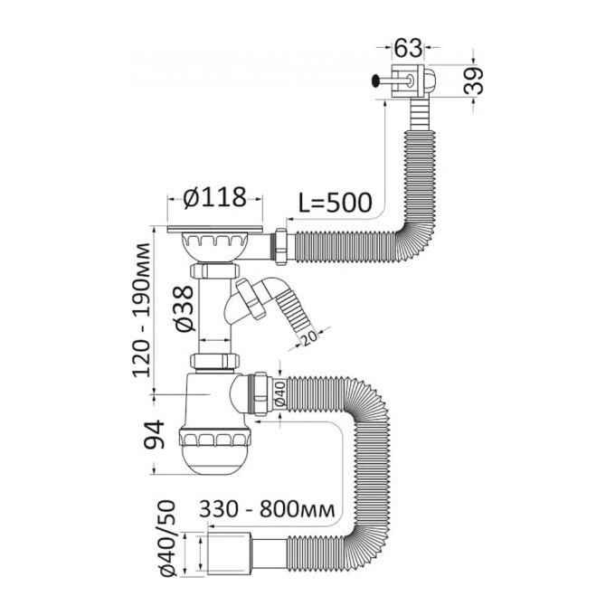 Сифон для мойки RJ RSK110800, фото 2