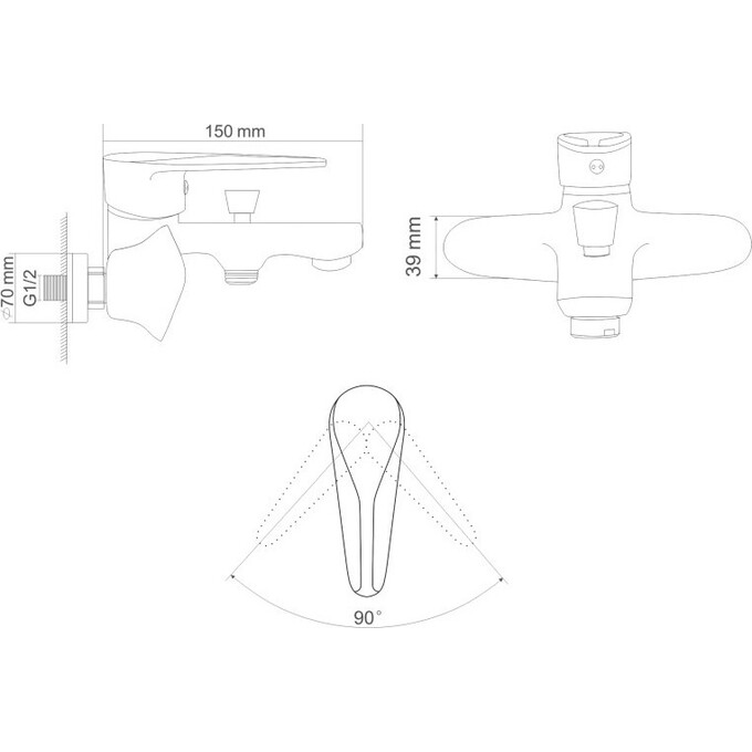 Змішувач для ванни RJ Tulip RBZ081-3, фото , изображение 7
