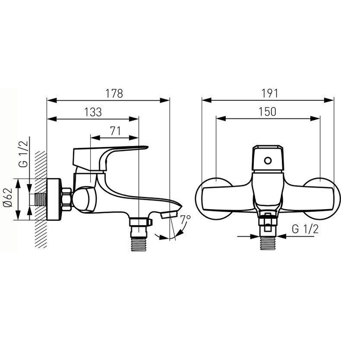 Змішувач для ванни Ferro Tiga BTG1VL, фото , изображение 9