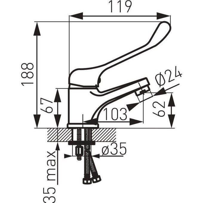 Змішувач для раковини ліктьової Ferro Vasto BVAM2, фото , изображение 4