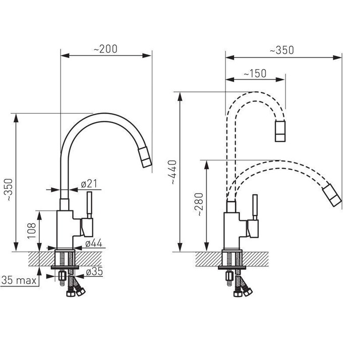 Змішувач для кухні Ferro Zumba BZA4P, Колір виробника: хром, бежевий, фото , изображение 8