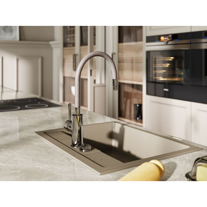 Змішувач для кухні Ferro Zumba BZA4P, Колір виробника: хром, бежевий, фото , изображение 5