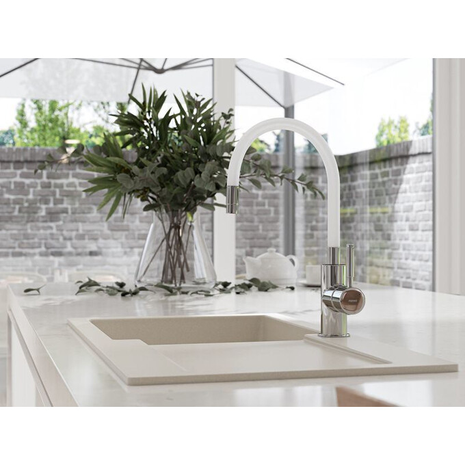 Змішувач для кухні Ferro Zumba BZA4W, Колір виробника: хром, білий, фото , изображение 13