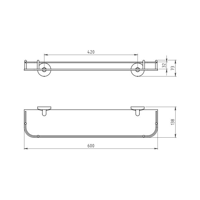 Стеклянная полка 60 см Ferro Metalia 1 6153.0, фото 3