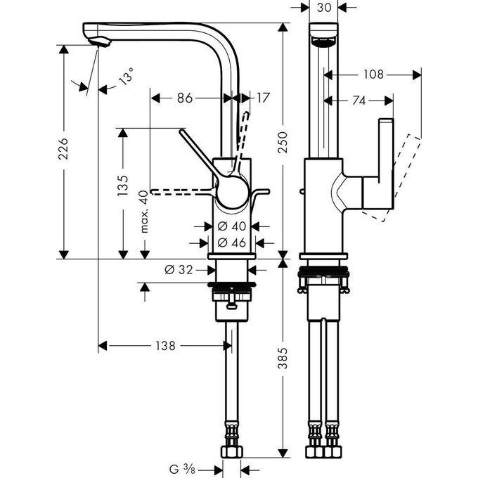 Смеситель для умывальника Hansgrohe Metris 31159000, фото 2
