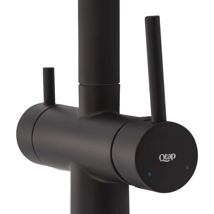 Смеситель для кухни Qtap Zdenek QTKUC92102UB (черный, на две воды), фото 4