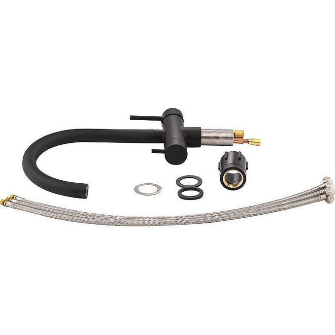 Смеситель для кухни Qtap Zdenek QTKUC92102UB (черный, на две воды), фото 7