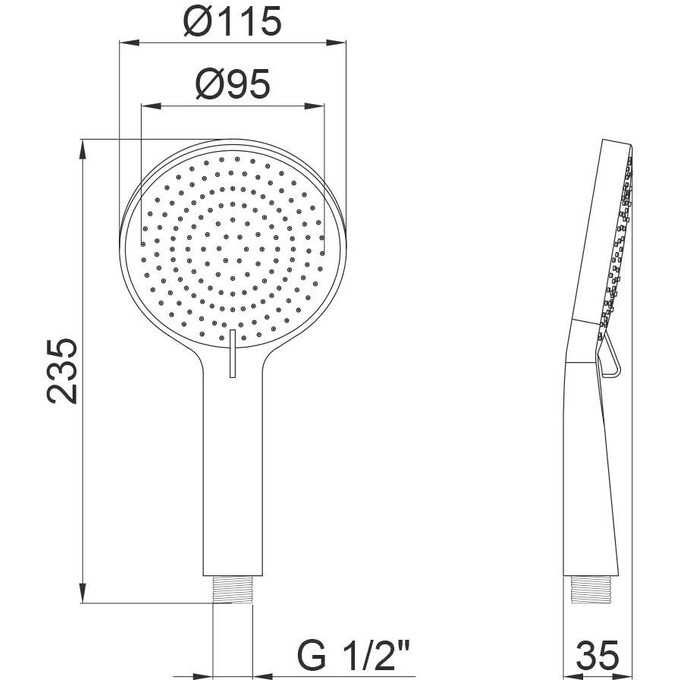 Лійка для душу Qtap Rucni QTRUCA116O3PBB (чорна, трирежимна), фото , изображение 3