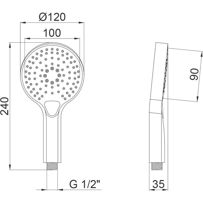 Лійка для душу Qtap Rucni QTRUCA120O3KBB (чорна, трирежимна), фото , изображение 3