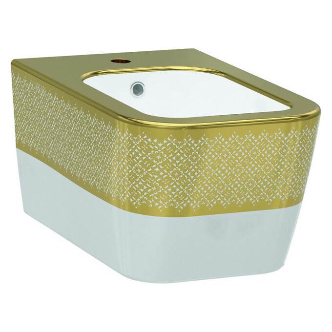 Біде підвісне Idevit Halley 3206-2605-1101 (білий/декор золото), фото 