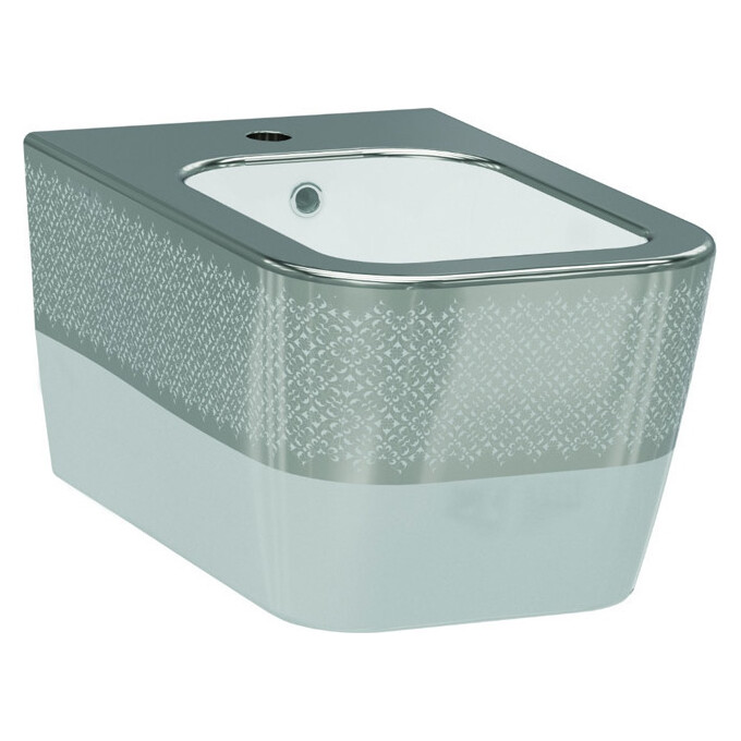Біде підвісне Idevit Halley 3206-2605-1201 (білий/декор срібло), фото 