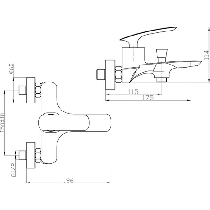 Змішувач для ванни Newarc Slim 121511, фото , изображение 7